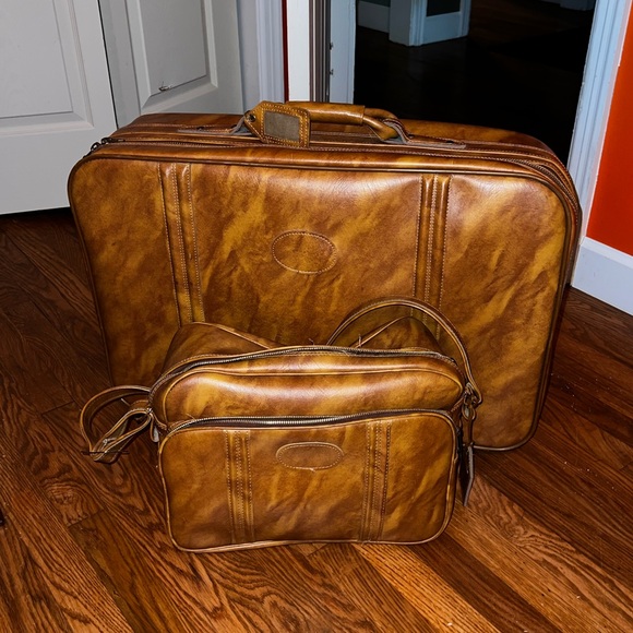 Vintage 1960s Brown Leather Carry On Travel Crossbody Bag - Picture 14 of 14